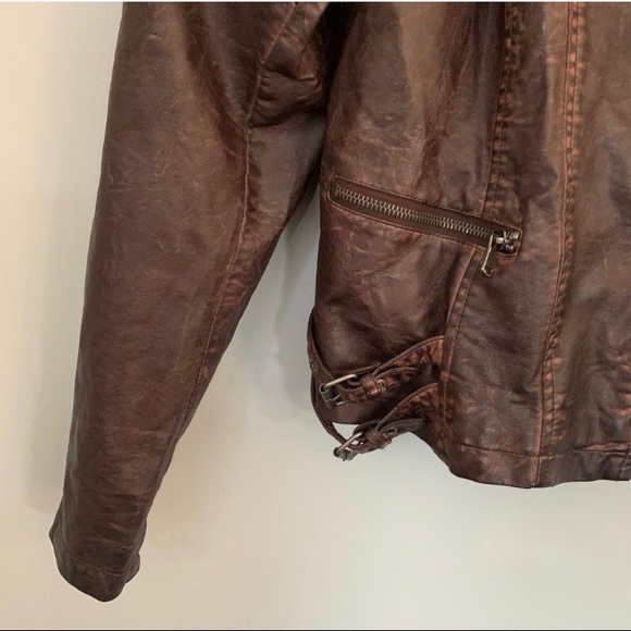 COPY - Brown faux leather moto jacket spring and fall - Picture 7 of 8
